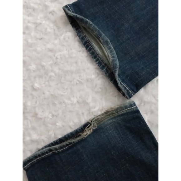 LA Idol Blue Jeans White Stich Whiskers Med Wash Bootcut Flap Pockets Sz 5 - Picture 7 of 8